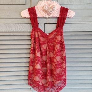 ❤Moa Moa Junior's Top, Size M, Red Overlay Gold❤